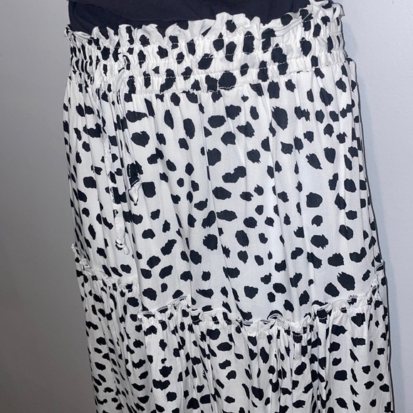 High Waist Ruffle Skirt Cow Black Dot Print XL cheetah - Picture 3 of 8
